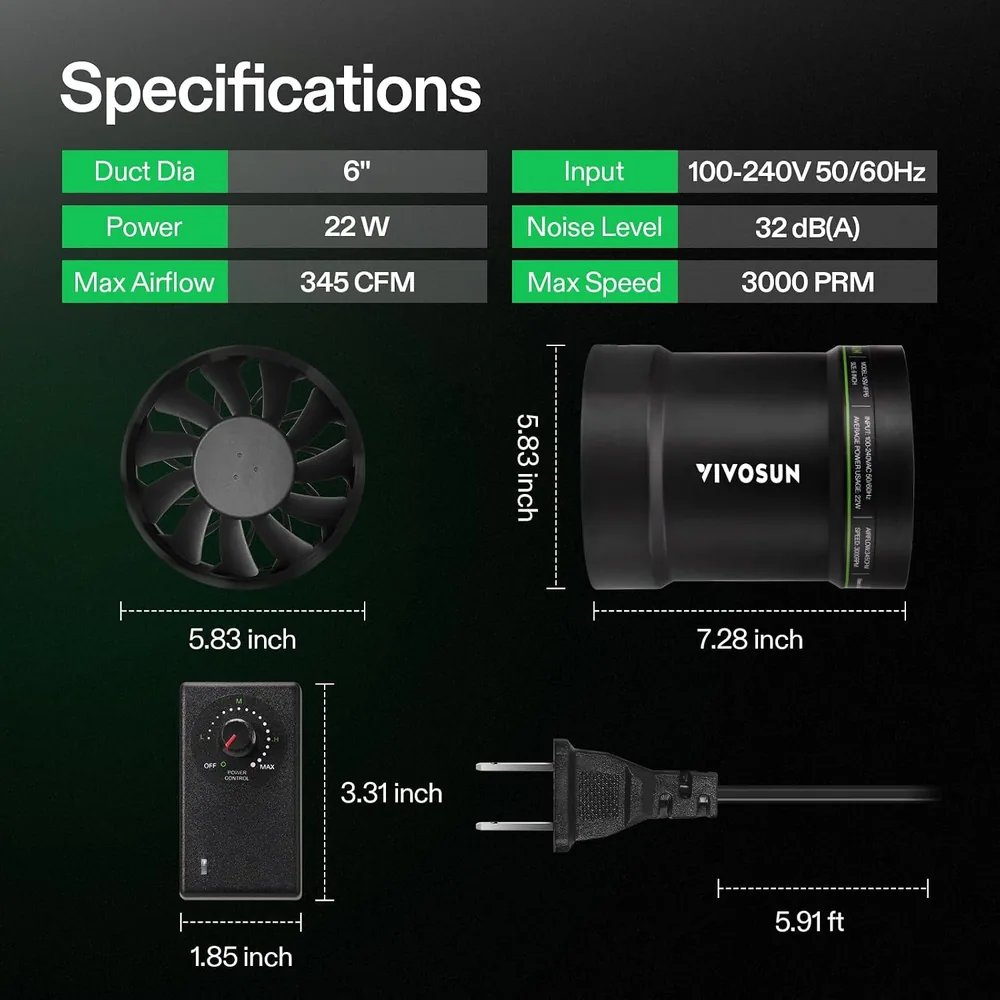 P6 6" Inline Fan with Speed Control image 7